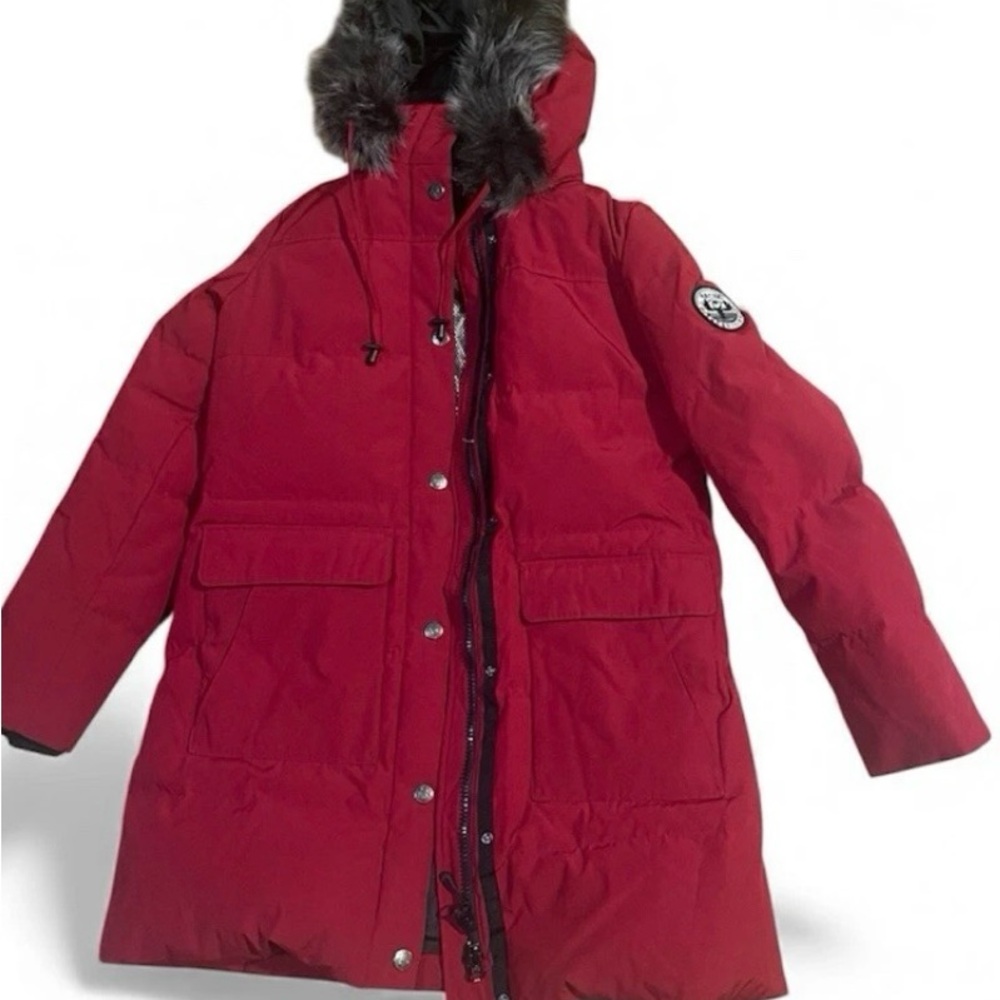 Artic Expedition Women's Coat Red Faux Fur Sz S